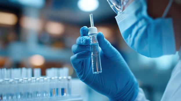 Scientist Examining Sample in Lab photo