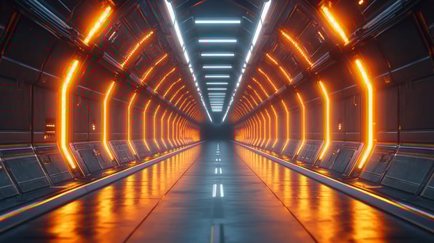 Futuristic Orange and White Neon Corridor photo