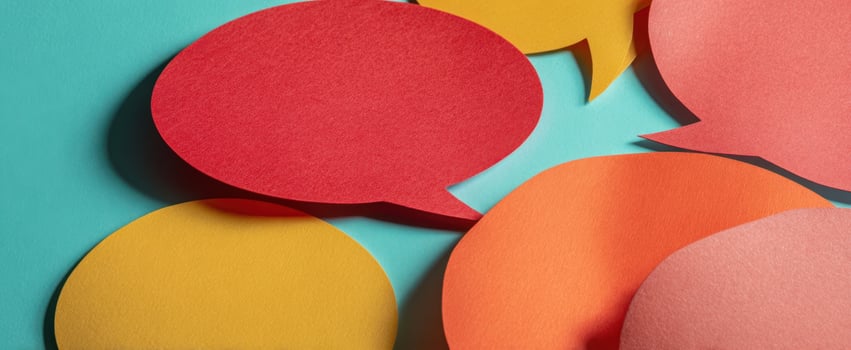 The Colorful Speech Bubbles on a Vibrant Background for Creative Communication photo