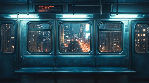 Night Cityscape Viewed from a Subway Car photo