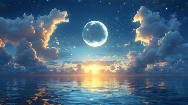 Celestial Sunset A Dreamlike Ocean Scene photo