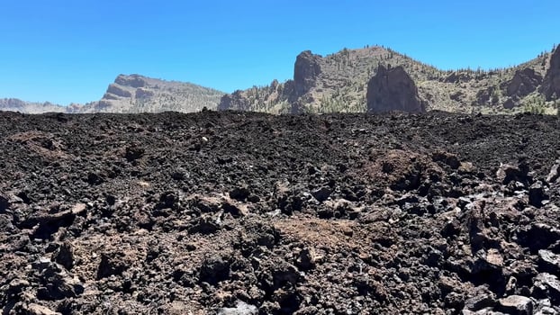 A beautiful Lava Field Landscape with striking Rocky Outcrops, highlighting geological beauty photo