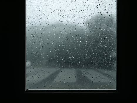 Rain Drops on Window Pane, Moody Weather Outside, A Grey Day, Rainy Scene. photo