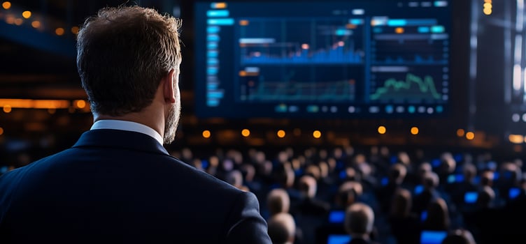 Business Conference Speaker Addressing Audience photo
