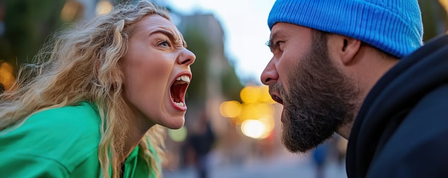 A Couples Heated Argument on City Street photo
