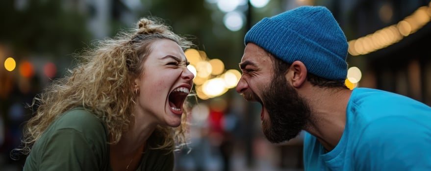 A Heated Argument Couples Intense Disagreement in City Setting photo