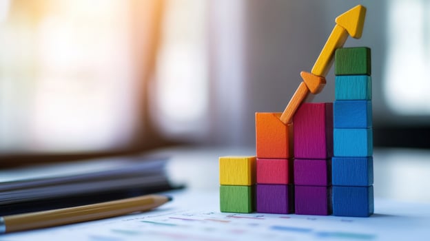 Colorful Wooden Blocks Representing Growth and Success photo