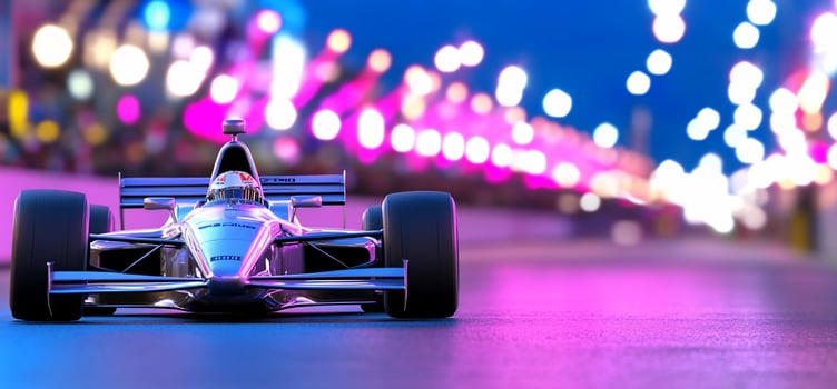 Race car night city lights speed photo
