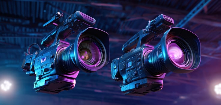 The advanced cameras capturing stunning visuals in a vibrant studio environment. photo