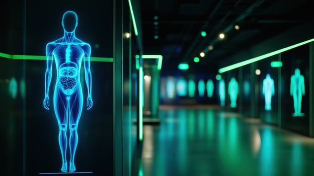 Interactive Anatomy Exhibit Exploring the Human Body in a Futuristic Setting photo