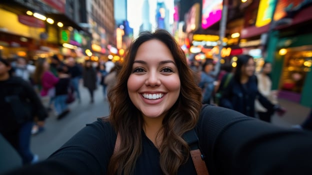 Selfie in Times Square, NYC Night photo