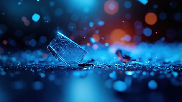 Shattered Glass in a Blue Haze A Nighttime Abstract photo