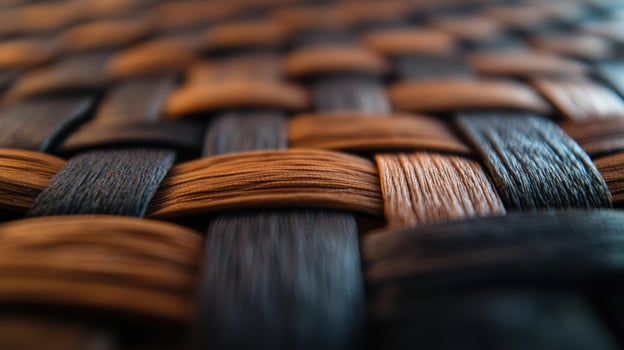 Intricate Woven Texture A CloseUp Study of Brown and Black Intertwined Fibers photo