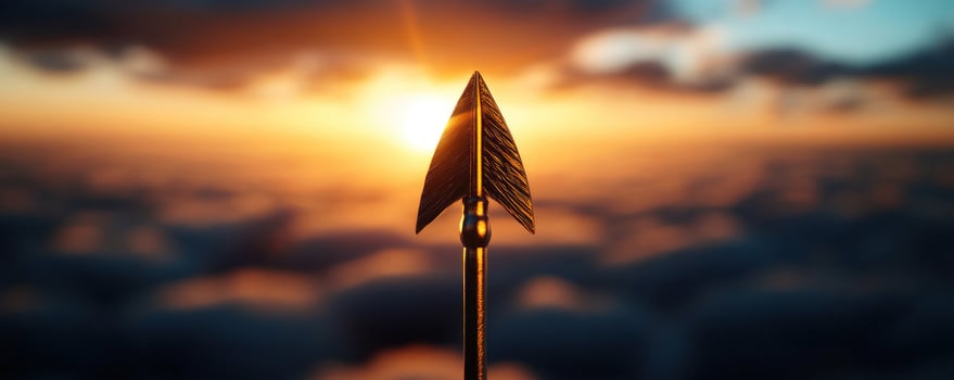 Arrow Pointing Towards the Sunset A Symbol of Ambition and Dreams photo