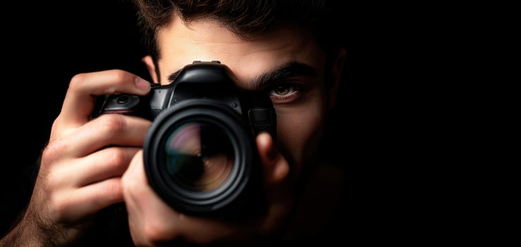 The Intense Focus of a Photographer Capturing the Moment with Passion photo