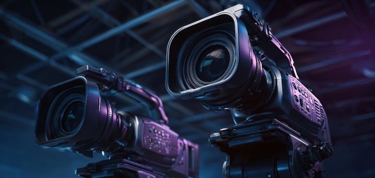 The advanced cameras capturing high-quality cinematic footage in modern studios. photo