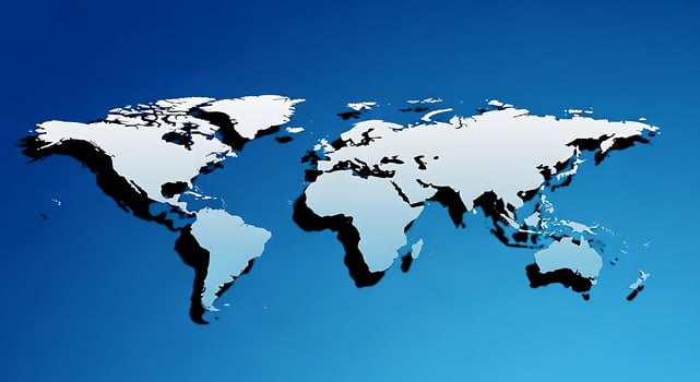 Stylized world map on gradient blue background global geography travel and business concepts photo