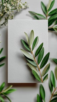 Fresh Green Leaves Arranged on Textured Background for Artistic Botanical Display photo