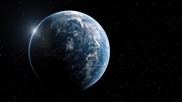 The Earth Captured in Majestic Space Against a Starry Background photo
