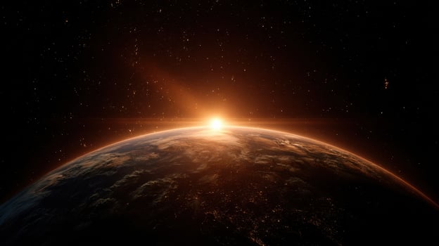 The breathtaking sunrise over Earth captured from space in stunning detail. photo