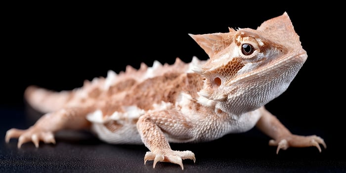 Horned lizard on black background photo