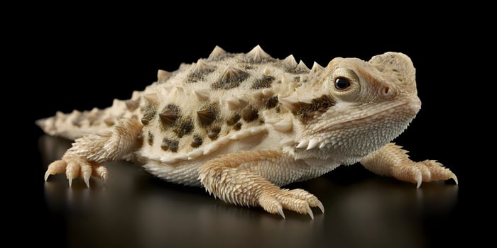 Close up of a horned lizard on a black background photo