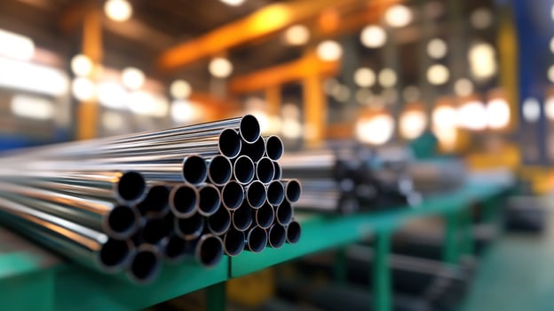 Gleaming Steel Pipes in Industrial Setting photo