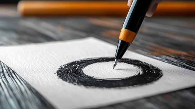 Zen Circle Ink and Paper, a Moment of Artistic Creation photo