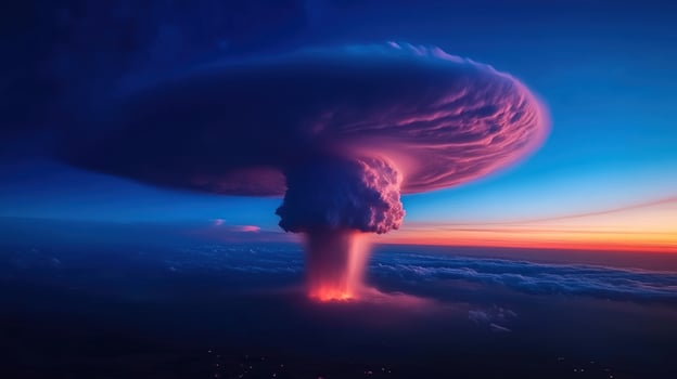 Eruptions Majesty A Volcanic Plume at Sunset photo