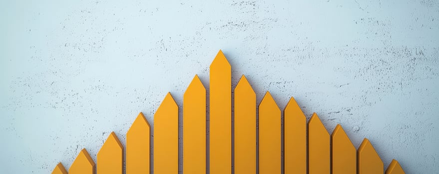 Bright yellow fence against light blue wall background photo