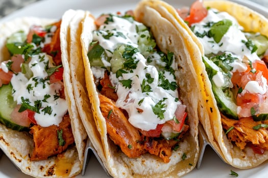 Delicious tacos filled vibrant toppings and fresh ingredients for affordable food concept photo