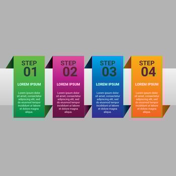 Steps gradient infographic element for business options with colorful modern layout and clean structured design vector