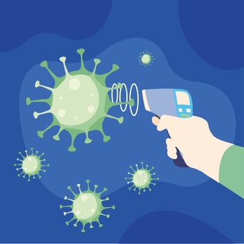 Hand holding thermometer gun design vector