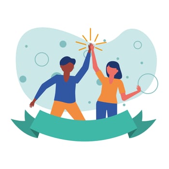 woman and man avatar friends with ribbon design vector