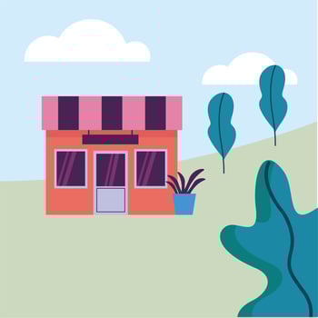 Store at park with trees design vector