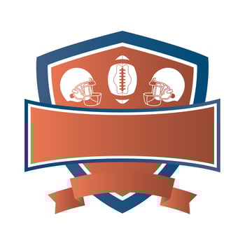 American football balloon with helmets in shield vector