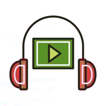 media player and headphone education online line and fill style vector
