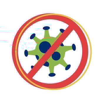 covid 19 particle with denied symbol flat style vector