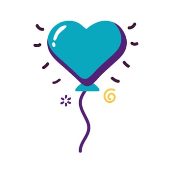 Blue heart balloon flat style icon design vector