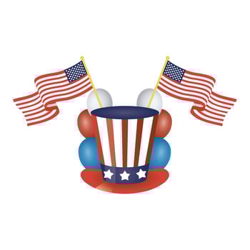 President Day Hat With USA Flags and Helium Balloons Illustration Design vector