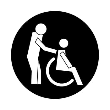 human figures in wheelchair health pictogram block style vector