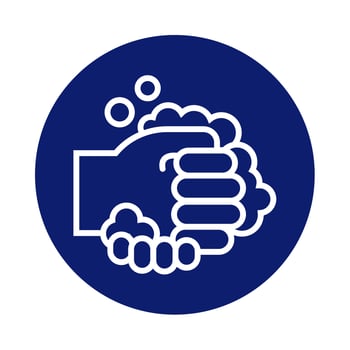 hands washing with foam block style icon vector