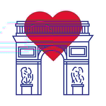 Arch of Triumph france monument hand draw style icon vector