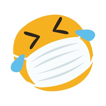 emoji wearing medical mask crying hand draw style vector