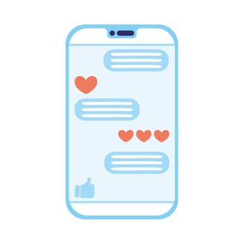 smartphone device with social media technology vector