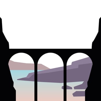 bridge silhouette in front of beach landscape design vector
