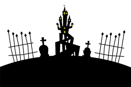 halloween house at cemetery design vector
