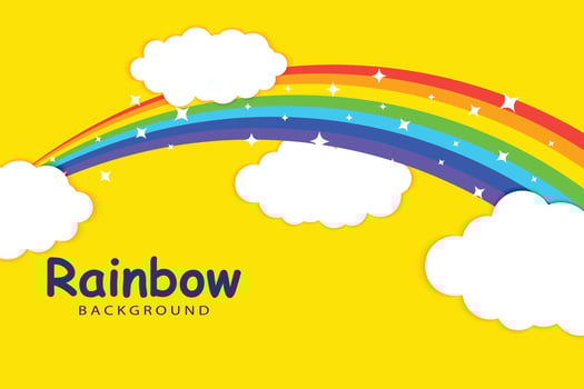 rainbow with clouds background template vector