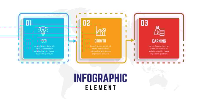 business infographic element template, step process template vector