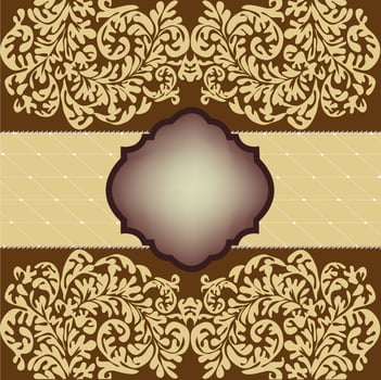Vintage invitation card with ornate elegant retro abstract floral design vector